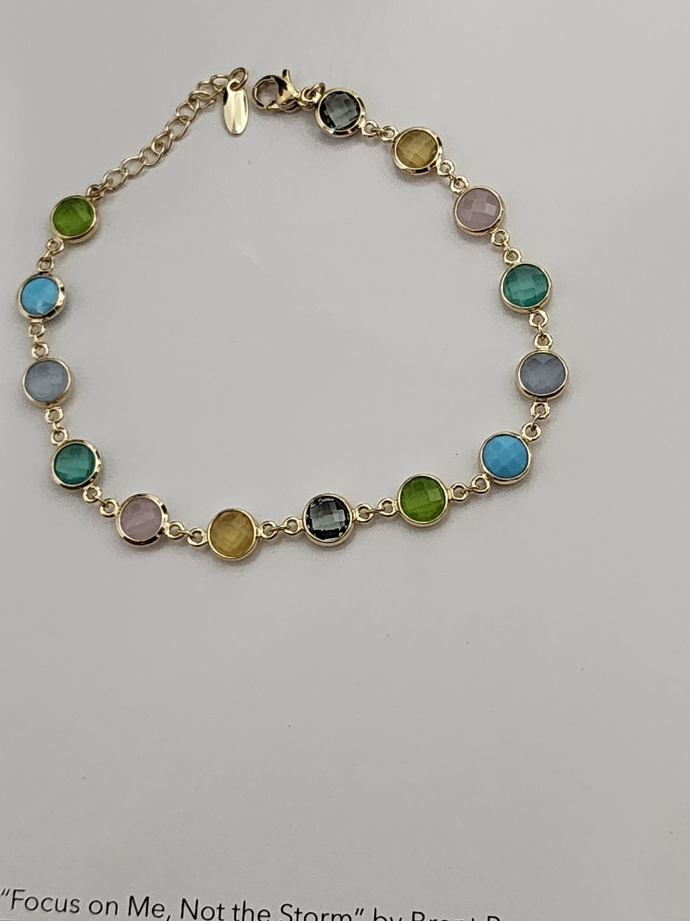 NWOT, Multicolor Faceted CZs Station Bracelet - Gold